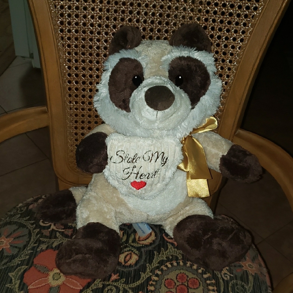Plush Racoon Stuffed Animal - Cream and Brown